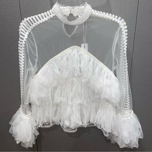 Fancy White Ruffle Top